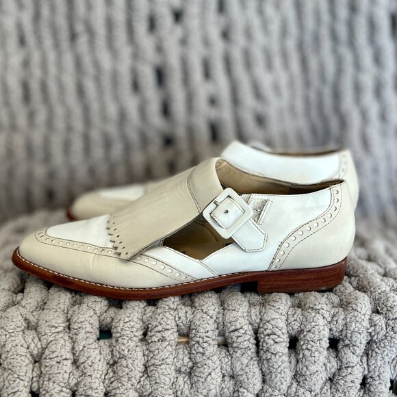 Kenneth Cole Kiltie Monk Strap Leather Loafers Vintage Cream Leather Size 8 - Picture 10 of 16